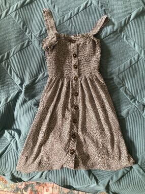 Sienna Sky Black & White Smocked Mini Dress with Button Front